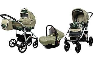 BabyLux® Bambimo Kinderwagen Set 3 in 1 - Largo - incl. Babywanne, Buggy Sportsitz, Auto-Babyschale - Autositz - Kinderwagenset - Kombikinderwagen mit Wickeltasche, Regenschutz usw.