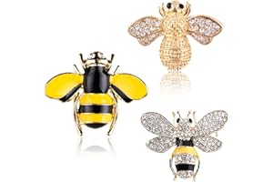 Bogoro 3 Pezzi Spilla Ape Spilla Superba per Insetti Cristallo Spilla Perno Nozze Festa Capi di Abbigliamento Spilla Strass Sciarpa Perno Costume Distintivo Bumble Bee Spilla Ornamento Vintage