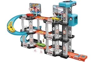 AMESOR Garaje De Estacionamiento para Coches De Juguete, Juego De Pista De Carreras De Garaje De Estacionamiento, Juguete De Rampa De Coches, Juegos De Vehículos Garaje De Coches Aparcamiento Juguete