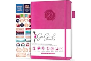 GoGirl Planner Pour Femmes - Agenda Hebdomadaire Format Compact, Journal Des Objectifs et Agenda Pour Améliorer la Gestion Du Temps. Non Daté - Commence à n'importe Quel Moment, Dure 1 An - Rose Vif