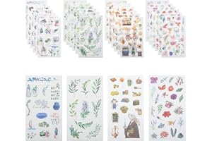Firtink 288 Pcs Scrapbook Stickers - Inspirational & Motivational, Washi Flower, Plant & Animal Stickers, Cute Waterproof Decals for Planner, Album, Laptop, Computer & Water Bottle