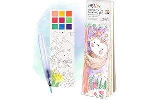 Festicy Aquarell Malbuch mit Wassertankpinsel Edition 2025 I 25 Seiten für Kinder unterwegs I Perfekte Flugzeug Beschäftigung Kinder I Spiele für lange Autofahrten I Urlaub Must Haves Kinder