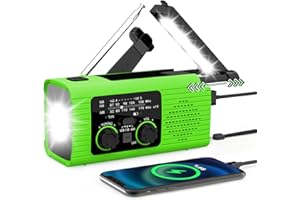 FLITI Radio de Emergencia Portátil - R-adio de Manivela de Energía Solar, Radios de Alarma SOS, con Linterna LED, 3 Métodos de Carga, Radios Am/FM/NOAA con Pilas, Viajes, Ourdoor (Verde)