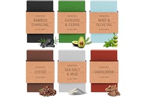 WEBPLATZ Mydło pod prysznic dla mężczyzn Mydło w kostce, 6x100g Mydło do rąk Mydło w kostce Żel pod prysznic dla mężczyzn, kostka mydła naturalnego Zestaw upominkowy mydeł