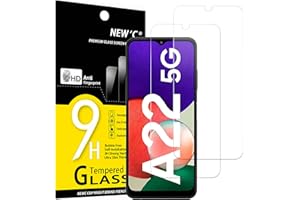 NEW'C 2 Piezas, Protector Pantalla para Samsung Galaxy A22 5G (no para Samsung Galaxy A22 4G), Cristal templado Antiarañazos, Antihuellas, Dureza 9H, 0.33 mm Ultra Transparente, Ultra Resistente
