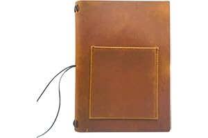 KISSKI A5 Journal Cover for Men, Small Leather Travel Planner Organizer Cover with Phone/Pen Pocket, Travelers Notebook Cover Case for 5.5 x 8.5 Inserts Writing Paper/Note, Gift for Women, Brown