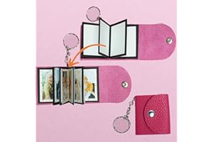 UNIQICON Mini Photo Keychain, DIY Small Custom Leather Memory Photo, Picture Keychains Personalized Album, Mini Cute Key Ring Keychain with Picture Book for Family, Boyfriend, Couples, Dog, Friends_MPKSP