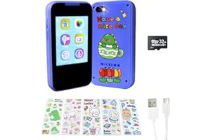 SINSEN Kids Smart Phone Toys Mobile Phone for Girls Boys Touchscreen Children SmartPhone with Dual Camera Game Music 32G SD Card for Christmas Birthday Gifts (Blue)