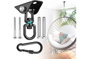 AkoaDa Hammock Hanging Kit, Heavy Duty Swing Hangers, 1200 lb Stainless Steel 360° Rotate Hammock Chair Hanging Kit Suspension Hooks with Bolt for Swing Chair, Yoga, Indoor Outdoor Ceiling Hook Etc