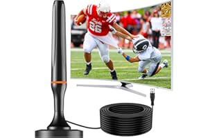 DGUPSP Antenne TV Intérieure TNT HD, 2025 Le Plus récent Antenne TV Intérieur, Réception Longue Portée à 360° avec Base Magnétique, Compatible avec Portable 4K 1080P et Tous Les TVs