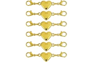 VIDSMOW 6PCS Fermoir Collier Aimanté Or Coeur Collier Fermoir Aimanté Bracelet Fermoir Magnetique Fermoir Bijoux Or Fabrication Bijoux Attaches et Fermoirs Accessoire léger et sécurisé