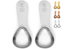 APACE LIVING Mesure à café (lot de 2) par Apace - 2 cuillers à soupe (CàS) – Les meilleures cuillers de mesure en acier inoxydable pour le café, le thé et plus encore (Argent, 2)