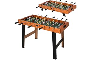 HOMCOM Futbolín para Niños de Madera Juego de Mesa de Fútbol con 22 Jugadores 2 Marcadores 22 Jugadores Patas de Mesa Largas y Cortas 84,5x40x61,2 cm Madera y Negro
