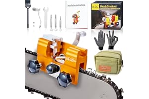 SuLiao Chainsaw Chain Sharpening Jig, Sharpener Kit with Carrying Bag & Cleaning Brush, Hand-Crank Fast Saw Tool for 4''-22'' Saws Electric, Garden Worker, Lumberjack, gold
