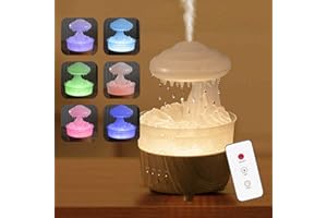 FINEFIZZ Rain Cloud Humidifier, Raindrop Humidifier with 7 Colors LED Changing Lamp, Waterfall Lamp with Water Drop Sound, Cloud Rain Aromatherapy Essential Oil Diffuser for Home Bedroom Office
