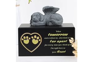 The7boX Urne Hund Urnen Für Asche Hund Urne Schwarz Tierurne Aus Holz Mit Hundeengel Kommt Mit Aschebeutel
