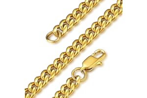 GOLDCHIC JEWELRY GoldChic Chaîne Homme Acier Inoxydable Collier Garçon Maille Gourmette Épaisse Cubain Bojoux Femme[Argenté/Plaqué Or/Noir] Cadeau Anniversaire[Largeur 4mm/6mm/9mm-Longueur 46/51/55/61/66/71/76cm]