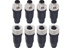 Lonlonty M12 4-poliger Stecker und Buchse, Luftfahrt-Drahtverbinder, 12 mm, industrieller Rundstecker, wasserdicht, IP67, 4 Sets