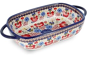 TYMYYS Ceramic Baking Dish For Oven, Small Casserole Dish With Handles, Ceramic Oven Bakeware-bee and flower-rectangle 700ml