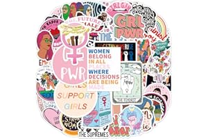 Eugelrom Pack de Stickers, 50 Pegatinas de Vinilo Impermeables, Pegatinas Decorativas Ideales para Teléfono Móvil, Ordenador Portátil, Monopatín, Bicicleta, Botella de Agua - Feminismo