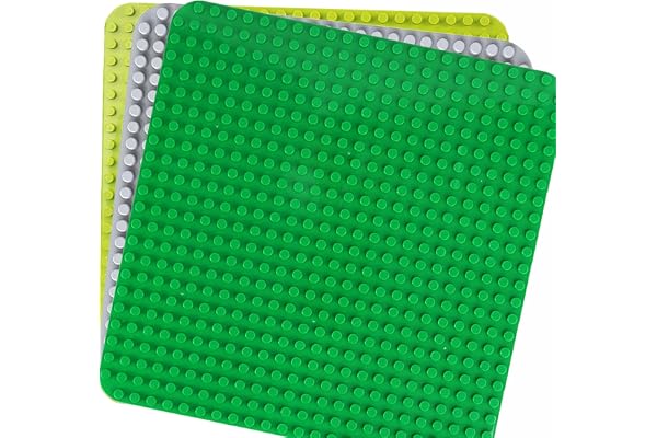 Grande Plaque de Construction Compatible avec Les plaques Lego Duplo,Plaque de Base Classique pour Kits Duplo,38 x 38 cm,Lot de plaques pour Jouets préscolaires créatifs,Vert,Gris,Vert Clair (3