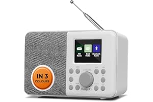 MangoKit MD3 Radio Numérique Portable Dab/Dab+ et FM,Haut-Parleur Bluetooth,40 Stations Préréglées,Alarmes et Horloge,Minuterie de Répétition,écran Couleur,Piles et Alimentation Secteur - Gris