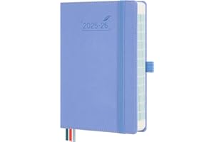 BEZEND Agenda 2026 Giornaliera 17 x 12 cm (B6), 16 Mesi Diario Scuola 1 Pagina per Giorno da Set.25 a Dic.26 - Intervalli di 30 Minuti, Copertina Rigida in Pelle PU, Fiordaliso