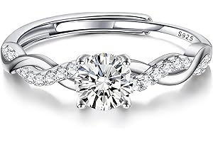 JeweBella Bague Femme en Argent 925 Réglable Bague Argent Femme Bague Zircone Cubique Brillant Bague Fiançailles Femme Bague Promise pour Mariage Alliance Bijoux Femme