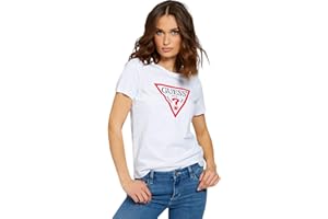 GUESS JEANS T-shirt logo istituzionale firmata Guess. TIPO DI TESSUTO: Jersey. DETTAGLI: logo triangolo. L'immagine riporta una taglia S. Lunghezza totale: 60 cm Vestibilità conforme alla taglia presc
