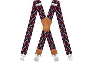 Dresime Bretelles Homme Larges Réglable Élastique Extra Fort 4 Robuste Clips, pour Hommes et femmes avec en forme X Design et Sangles Extra Larges -4cm