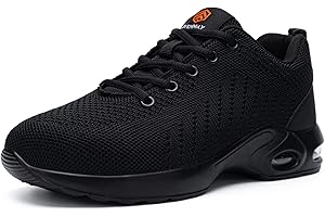 DYKHMILY Safety Trainers Men Women Lightweight Air Cushion Steel Toe Cap Trainers Safety Shoes Breathable Industrial Work Trainers