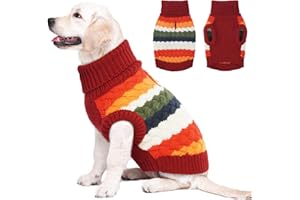 Kuoser Dog jumpers, Warm Dog Sweater for Dogs Pet Clothes,Pet Knitted Pullover Winter Warm Vest for Small & Medium Dogs, Puppy Turtleneck Knitwear Christmas Jumper, Dog Cold Weather Coat Costume