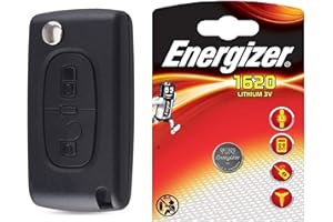 ENERGY 01 ENERGY01 VA2 CE0523 - Coque Clé Compatible Peugeot 107 207 307 308 407 2 Boutons CE0523 Lame sans RAYNURE - Pile sur Circuit Imprime Non Inclus + 1 Pile CR1620 Lithium 3V Energizer