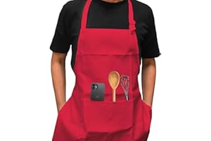 ADM PASS GROUP Delantal de cocina Impermeable, con 2 bolsillos 100% poliéster Ajustable, Mandil transpirable ideal para cocinero, camarero o barbacoas. Apron chef para Hombres y Mujeres. Resistente. (Negro)