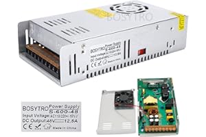 BOSYTRO 48V 12.5A 600W Fuente de Alimentación Conmutada AC-DC 48V Alimentación Conmutada , Transformador Convertidor , Para automatización industrial, control de luces LED, motores sin escobillas
