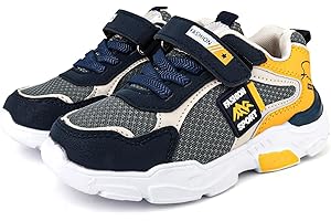BOGERDACK Boy's Mesh Breathable Running Shoes, Lightweight, Hook & Loop,Comfortable Anti-Skid Breathable Sneakers for Kids Outdoor Activities