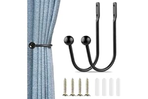 STOOKI 2 Ganchos U metálicos Alzapaños Cortinas Alzapaños Decorativos Fermatenda da Tenda in Metallo Ganchos Multiusos(Negro)