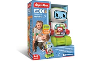 Clementoni Sapientino - Eddie Robot Educativo Interattivo, Gioco Educativo Bambini 4-6 Anni, Robot Parlante con Schermo LCD, Impara Lettere Numeri Emozioni e Musica, Lingua Italiana, 16713