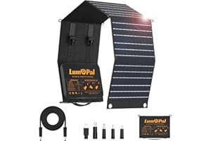 LUMOPAL Solarpanel Faltbar mit 60W type C Solar Ladegerät USB-A 3,0 (22w max)Solar Charger, IP65 Solarmodul Faltbares Solarpanel Outdoor für iPhone,Andriod handy,Tablets,Tragbare Powerstation,Camping
