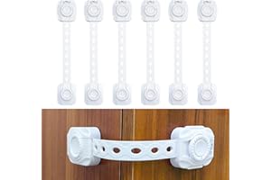 GIGMETA 6 Pezzi Serrature di Sicurezza per Bambini, Blocca Cassetti Credenza Armadi, Bambino Chiusure di Sicurezza per Frigoriferi, Cassettiere, Porte E Finestre (Bianca, Nessun Trapano Necessario)
