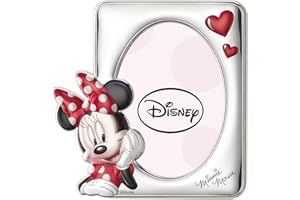 VALENTI & CO. Disney Baby – Mickey Mouse – Marco portafotos de plata con detalles pintados a colores de mesa o mesita de noche para la habitación de la niña perfecta como idea regalo bautizo o cumpleaños
