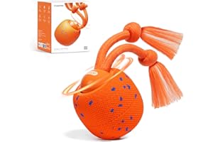 Cheerble Balle Interactive pour Chien - Wicked Ball Rolly avec Queue & Aboiements, Jouet Intelligent pour Chien avec 3 Modes, E-TPU, Rechargeable USB-C, pour Chiens de Taille Moyenne à Grande, Orange