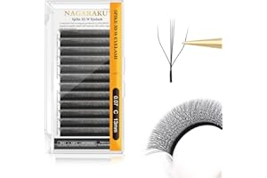 NAGARAKU Dwurdzeniowe Przedłużanie Rzęs 3D W Klastrowe Długie łodygi Matowe 12 Rzędów Wentylatory Objętościowe Przedłużanie Rzęs Przedłużanie Czarna Koniczyna Sztuczne RzęSy(0,07mm D Curl 13mm)