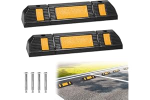 YARDIN Juego de 2 topes de rueda para limitar aparcamiento, asistente de aparcamiento para garaje, protección contra arranque, de goma, (60 x 12 x 10 cm)