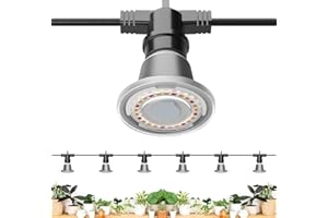 SANSI Lámpara de Planta con 6 Bombillas de Crecimiento LED E27 12W, Luz de Cultivo Espectro Completo IP54 Impermeable para Germinación y Floración Plantas Interiors Exteriores - 6,7 Metros