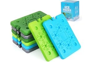 Agoer 8 mattonelle di raffreddamento piatte, 4 colori, con fiocchi di neve, per borsa frigo e borsa frigo, salvaspazio, elemento refrigerante, 200 ml