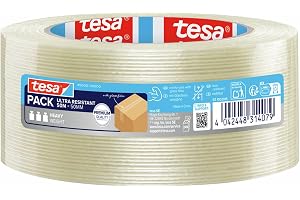 tesapack Ultra Resistant Filamenttape - 50 m x 50 mm - Transparant | Extra sterke, met glasvezel versterkte premium filamenttape - voor zware dozen tot 30 kg en ter beveiliging tijdens transport