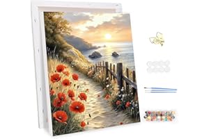 MEIYUDA Peinture par Numero Adulte avec Cadre Fleurs, Paysage Kit de Peinture à l'Huile sur Toile par Numéro, Débutants Peinture, Decoration Maison Cadeau 30x40cm