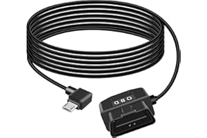 GELRHONR OBD kabel zasilający do kamery rozdzielczej, OBD2 na Angle MICRO USB z przyciskiem przełącznika, 24 godziny monitorowania/tryb ACC, 12-24 V do 5 V 23 A, do kamery rozdzielczej, GPS lub radaru