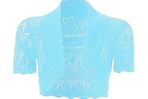 JM CLOTHING K19 - Cardigan a maniche corte per bambine e ragazze, lavorato all'uncinetto, bolero, per abiti, coprispalle